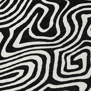 Piper Looms Chantille Swirls ACN1020 Black Machine Washable Area Rug Swatch Image
