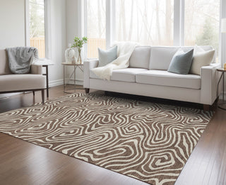 Piper Looms Chantille Swirls ACN1020 Brown Machine Washable Area Rug Lifestyle Image Feature