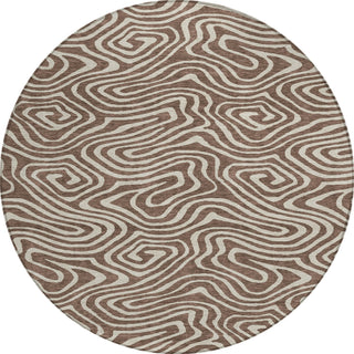 Piper Looms Chantille Swirls ACN1020 Brown Machine Washable Area Rug Round Main Image