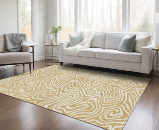 Piper Looms Chantille Swirls ACN1020 Gold Machine Washable Area Rug Lifestyle Image Feature