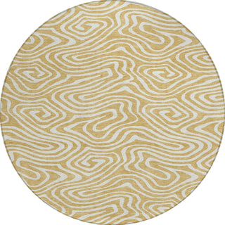 Piper Looms Chantille Swirls ACN1020 Gold Machine Washable Area Rug Round Main Image
