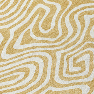 Piper Looms Chantille Swirls ACN1020 Gold Machine Washable Area Rug Swatch Image