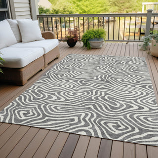 Piper Looms Chantille Swirls ACN1020 Gray Machine Washable Area Rug Outdoor Lifestyle Image Feature