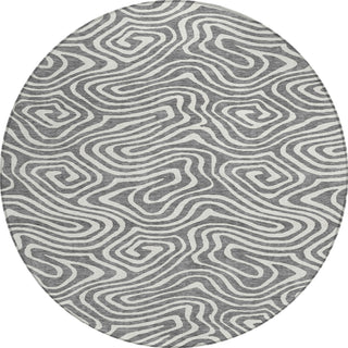 Piper Looms Chantille Swirls ACN1020 Gray Machine Washable Area Rug Round Main Image