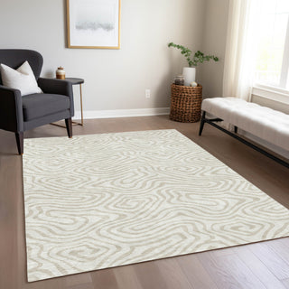 Piper Looms Chantille Swirls ACN1020 Ivory Machine Washable Area Rug Lifestyle Image Feature