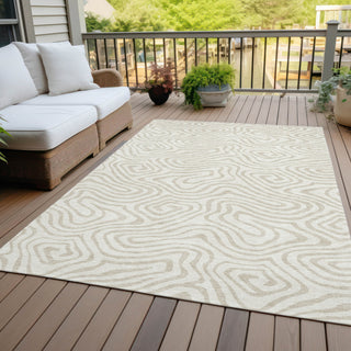 Piper Looms Chantille Swirls ACN1020 Ivory Machine Washable Area Rug Outdoor Lifestyle Image Feature