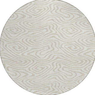 Piper Looms Chantille Swirls ACN1020 Ivory Machine Washable Area Rug Round Main Image