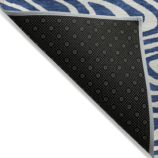 Piper Looms Chantille Swirls ACN1020 Navy Machine Washable Area Rug Backing Image