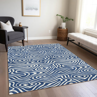 Piper Looms Chantille Swirls ACN1020 Navy Machine Washable Area Rug Lifestyle Image Feature