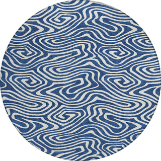 Piper Looms Chantille Swirls ACN1020 Navy Machine Washable Area Rug Round Main Image