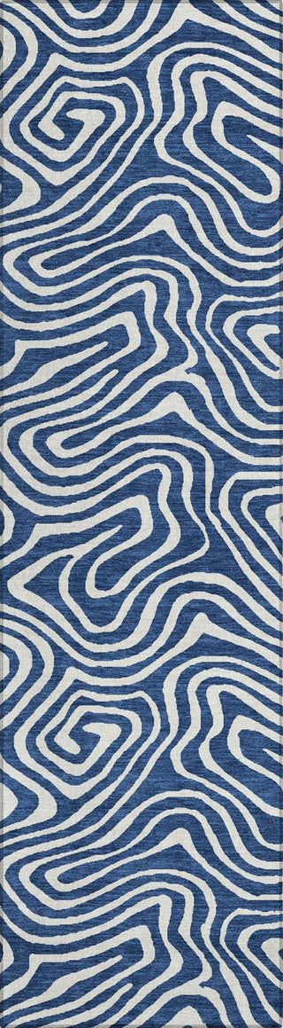 Piper Looms Chantille Swirls ACN1020 Navy Machine Washable Area Rug Runner Main Image