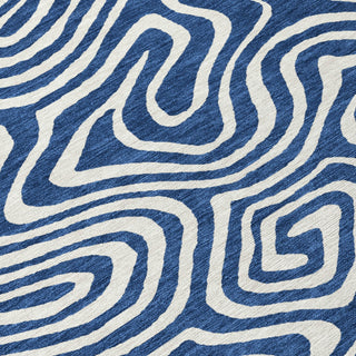 Piper Looms Chantille Swirls ACN1020 Navy Machine Washable Area Rug Swatch Image