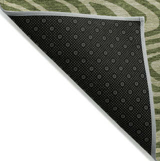 Piper Looms Chantille Swirls ACN1020 Olive Machine Washable Area Rug Backing Image