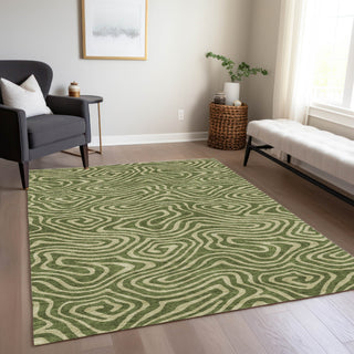 Piper Looms Chantille Swirls ACN1020 Olive Machine Washable Area Rug Lifestyle Image Feature
