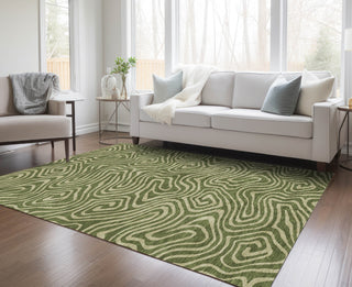 Piper Looms Chantille Swirls ACN1020 Olive Machine Washable Area Rug Lifestyle Image Feature