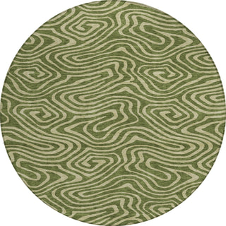 Piper Looms Chantille Swirls ACN1020 Olive Machine Washable Area Rug Round Main Image