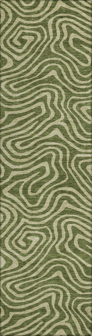 Piper Looms Chantille Swirls ACN1020 Olive Machine Washable Area Rug Runner Main Image