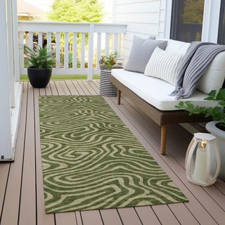 Piper Looms Chantille Swirls ACN1020 Olive Machine Washable Area Rug Runner Outdoor Lifestyle Image Feature