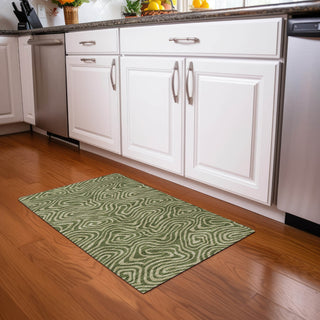 Piper Looms Chantille Swirls ACN1020 Olive Machine Washable Area Rug Scatter Lifestyle Image Feature