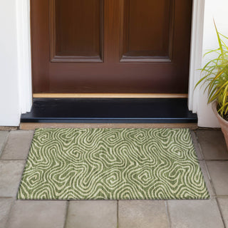 Piper Looms Chantille Swirls ACN1020 Olive Machine Washable Area Rug Scatter Outdoor Lifestyle Image Feature