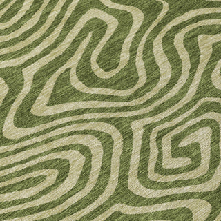 Piper Looms Chantille Swirls ACN1020 Olive Machine Washable Area Rug Swatch Image