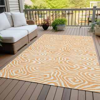 Piper Looms Chantille Swirls ACN1020 Peach Machine Washable Area Rug Outdoor Lifestyle Image Feature