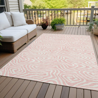 Piper Looms Chantille Swirls ACN1020 Pink Machine Washable Area Rug Outdoor Lifestyle Image Feature