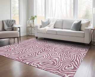 Piper Looms Chantille Swirls ACN1020 Plum Machine Washable Area Rug Lifestyle Image Feature