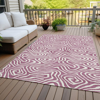 Piper Looms Chantille Swirls ACN1020 Plum Machine Washable Area Rug Outdoor Lifestyle Image Feature