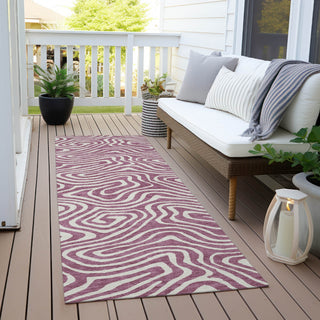 Piper Looms Chantille Swirls ACN1020 Plum Machine Washable Area Rug Runner Outdoor Lifestyle Image Feature