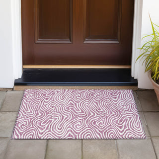 Piper Looms Chantille Swirls ACN1020 Plum Machine Washable Area Rug Scatter Outdoor Lifestyle Image Feature