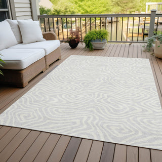 Piper Looms Chantille Swirls ACN1020 Silver Machine Washable Area Rug Outdoor Lifestyle Image Feature