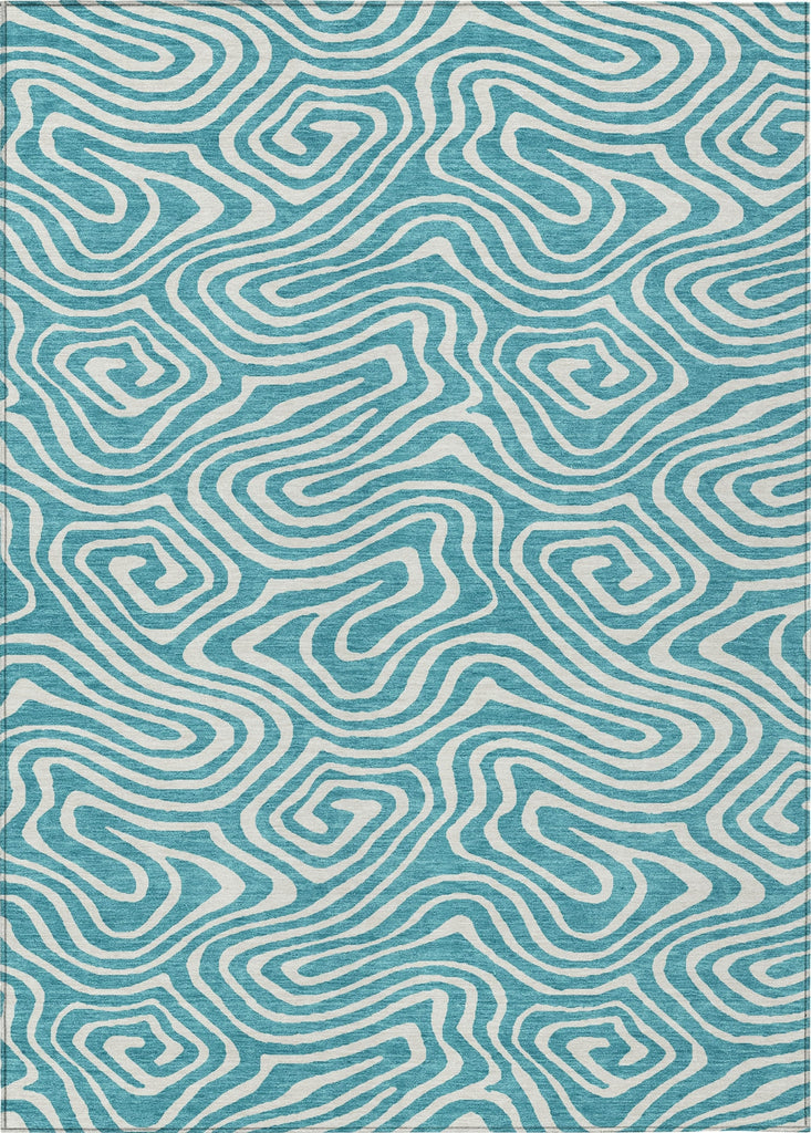 Piper Looms Chantille Swirls ACN1020 Teal Machine Washable Area Rug main image