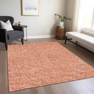 Piper Looms Chantille Circles ACN1021 Salmon Machine Washable Area Rug Lifestyle Image Feature