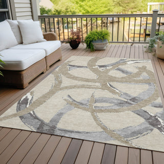 Piper Looms Chantille Circles ACN1022 Beige Machine Washable Area Rug Outdoor Lifestyle Image Feature