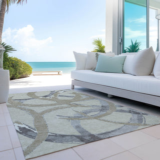 Piper Looms Chantille Circles ACN1022 Beige Machine Washable Area Rug Outdoor Lifestyle Image Feature