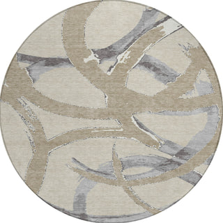 Piper Looms Chantille Circles ACN1022 Beige Machine Washable Area Rug Round Main Image