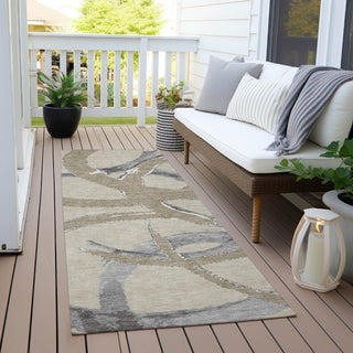 Piper Looms Chantille Circles ACN1022 Beige Machine Washable Area Rug Runner Outdoor Lifestyle Image Feature
