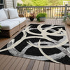 Piper Looms Chantille Circles ACN1022 Black Machine Washable Area Rug Outdoor Lifestyle Image Feature