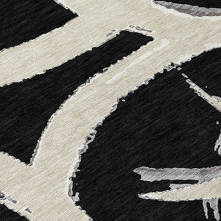 Piper Looms Chantille Circles ACN1022 Black Machine Washable Area Rug Swatch Image