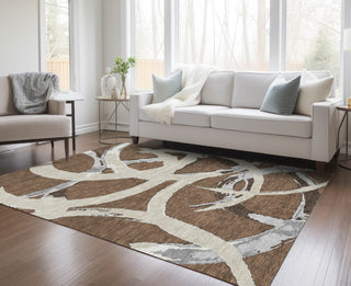 Piper Looms Chantille Circles ACN1022 Brown Machine Washable Area Rug Lifestyle Image Feature