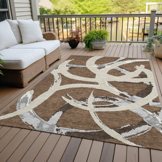 Piper Looms Chantille Circles ACN1022 Brown Machine Washable Area Rug Outdoor Lifestyle Image Feature