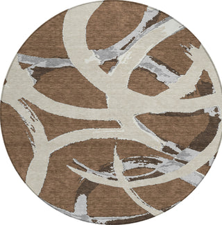 Piper Looms Chantille Circles ACN1022 Brown Machine Washable Area Rug Round Main Image