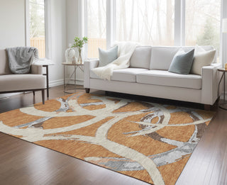 Piper Looms Chantille Circles ACN1022 Copper Machine Washable Area Rug Lifestyle Image Feature