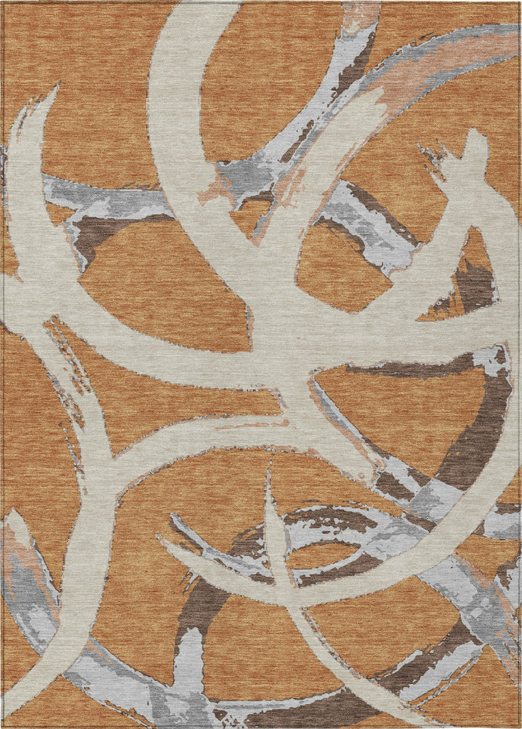 Piper Looms Chantille Circles ACN1022 Copper Machine Washable Area Rug main image