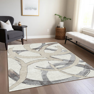 Piper Looms Chantille Circles ACN1022 Ivory Machine Washable Area Rug Lifestyle Image Feature
