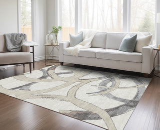 Piper Looms Chantille Circles ACN1022 Ivory Machine Washable Area Rug Lifestyle Image Feature