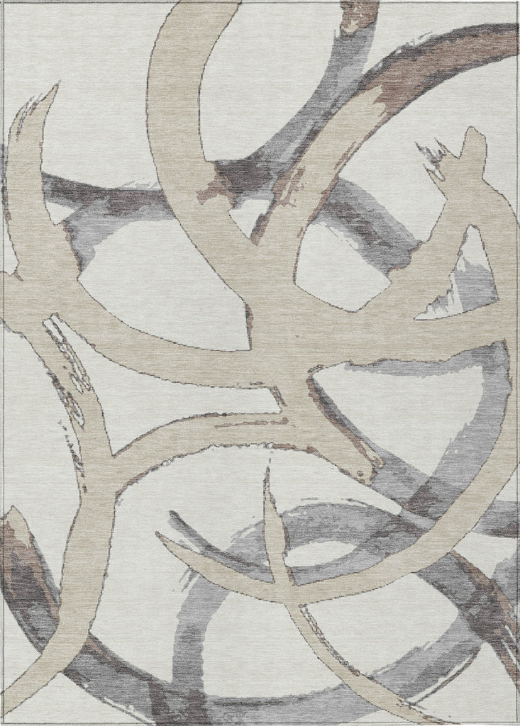 Piper Looms Chantille Circles ACN1022 Ivory Machine Washable Area Rug main image