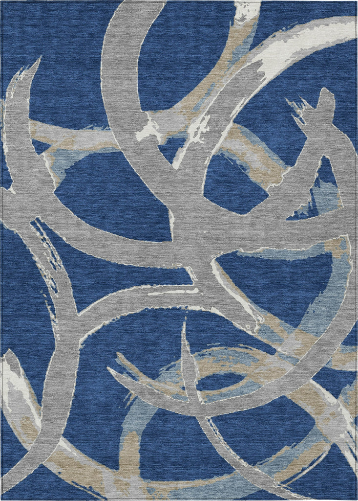 Piper Looms Chantille Circles ACN1022 Navy Machine Washable Area Rug main image