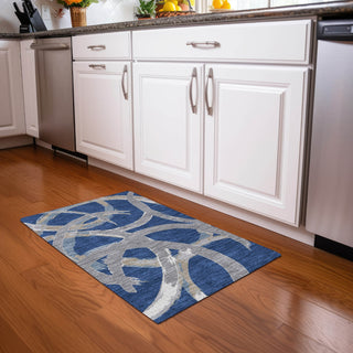 Piper Looms Chantille Circles ACN1022 Navy Machine Washable Area Rug Scatter Lifestyle Image Feature